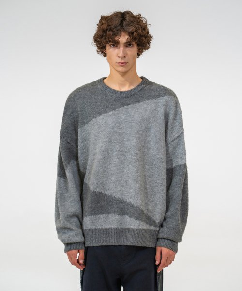 BLOCK ROUND KNIT 2色 新商品 韓国人気 男女共用 肝節期 韓国ファッション ストリートファッション