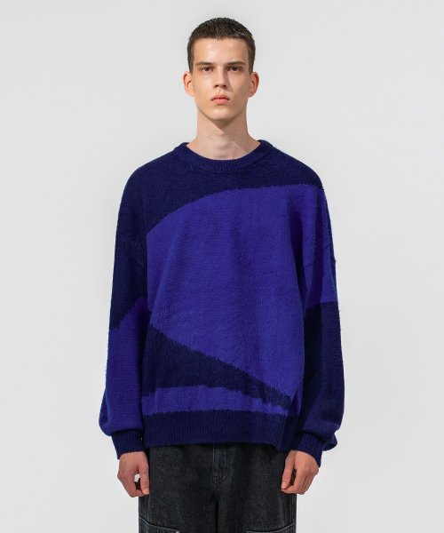 BLOCK ROUND KNIT 2色 新商品 韓国人気 男女共用 肝節期 韓国ファッション ストリートファッション