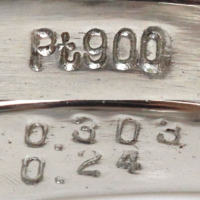 Pt900プラチナ リング・指輪 ダイヤモンド0.303ct/0.24ct 6号 5.3g レディース 中古 美品 Pt900プラチナ リング・指輪 ダイヤモンド0.303ct/0.24ct 6号 5.3g レディース 中古 美品