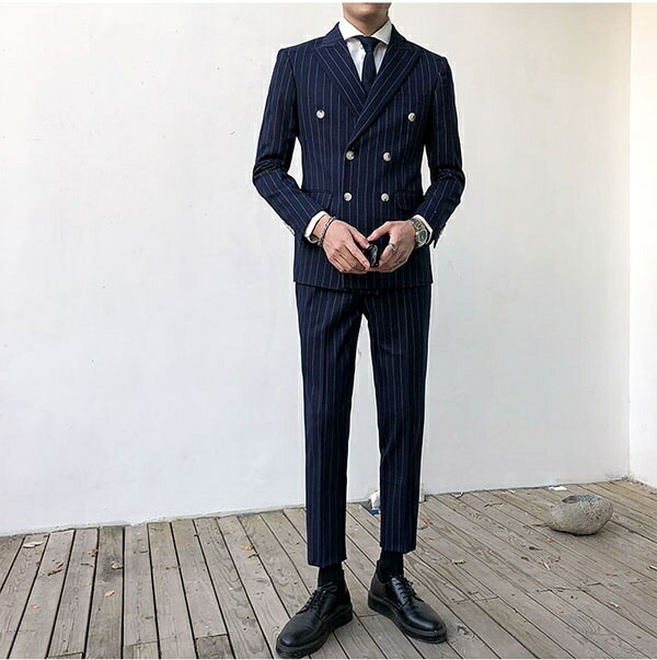 送料無料 メンズ スーツ 二つボタン ストライプ ビジネススーツ suit 細身 スリムスーツ フォーマルスーツ 紳士服 二次会 結婚式 卒業式 入学式 面接 通勤 パーティー カジュアルスーツ おし