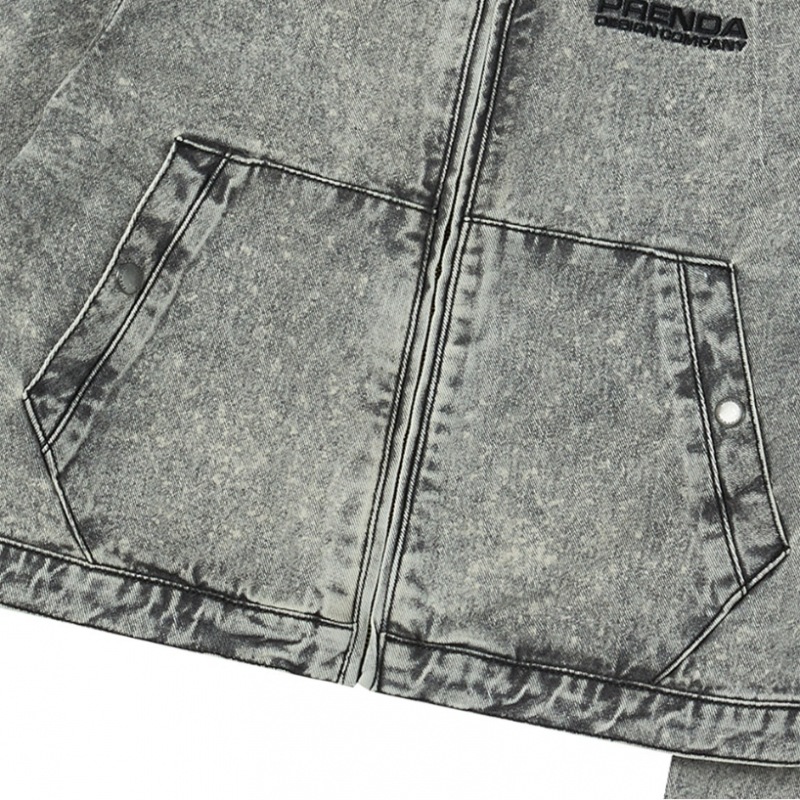 PRENDA デニムブルゾンジップアップジャケットブラックインディゴ PRENDA デニムブルゾンジップアップジャケットブラックインディゴ