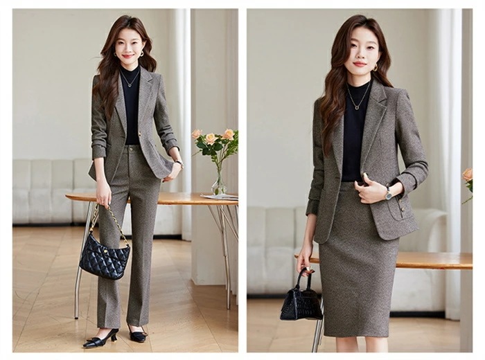 セットアップ スーツ レディース パンツスーツ スカートスーツ フォーマル セレモニー ビジネススーツ 大きいサイズ テーラードジャケット＆ワイドパンツ タイトスカート ツイード 2点セ