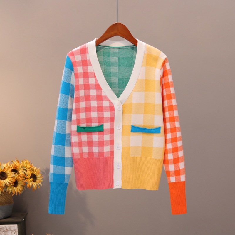 カラフル レインボー トップス ニットソー セーター カーディガン ショート ショート丈 半端丈 長袖 萌袖 Vネック ストレート 切り替えデザイン ポケット 前開き ボタン ニット かわいい カラフル レインボー トップス ニットソー セーター カーディガン ショート ショート丈 半端丈 長袖 萌袖 Vネック ストレート 切り替えデザイン ポケット 前開き ボタン ニット かわいい