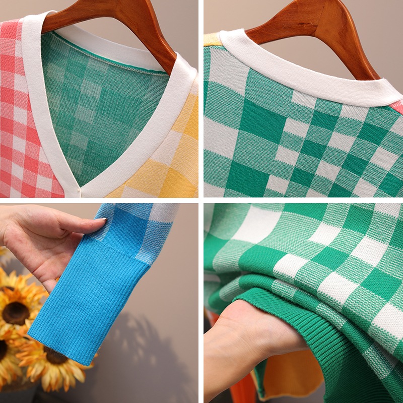 カラフル レインボー トップス ニットソー セーター カーディガン ショート ショート丈 半端丈 長袖 萌袖 Vネック ストレート 切り替えデザイン ポケット 前開き ボタン ニット かわいい カラフル レインボー トップス ニットソー セーター カーディガン ショート ショート丈 半端丈 長袖 萌袖 Vネック ストレート 切り替えデザイン ポケット 前開き ボタン ニット かわいい