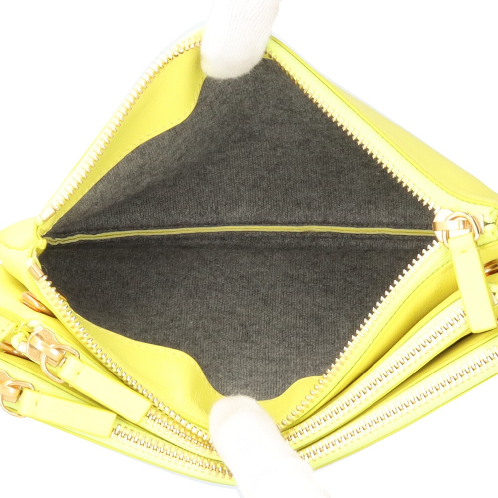 セリーヌ トリオスモール ショルダーバッグ レザー 165113ETA・11YF イエロー CELINE 中古