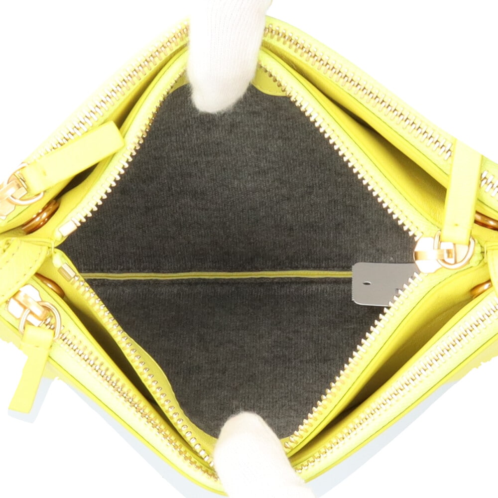 セリーヌ トリオスモール ショルダーバッグ レザー 165113ETA・11YF イエロー CELINE 中古