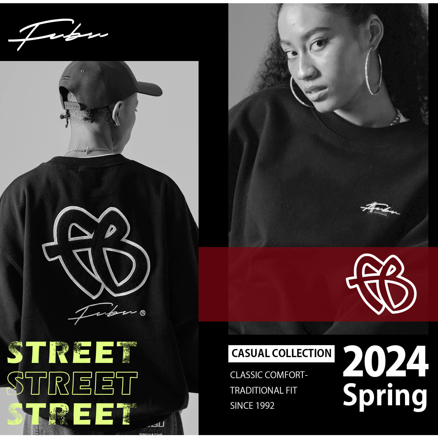 FUBU ベスト メンズ レディース ニットベスト トップス ブランド Vネック ライン 秋 冬 ワッペン ロゴ 刺繍 XL XXL オーバーサイズ アメカジ ユニセックス 男女兼用 ストリート