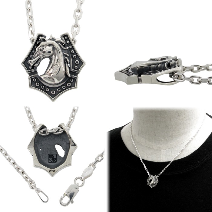 ホースヘッド&ホースシュー シルバーペンダントトップ ペンダントヘッド(チェーンなし) 馬蹄 ホースヘッド&ホースシュー シルバーペンダントトップ ペンダントヘッド(チェーンなし) 馬蹄