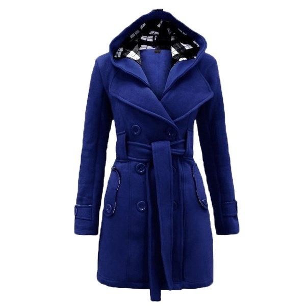 冬の女性のファッションの格子縞のパーカPeacoat暖かいフリースフード付きジャケットダブルブレストトレンチコート 冬の女性のファッションの格子縞のパーカPeacoat暖かいフリースフード付きジャケットダブルブレストトレンチコート