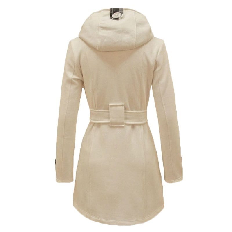 冬の女性のファッションの格子縞のパーカPeacoat暖かいフリースフード付きジャケットダブルブレストトレンチコート 冬の女性のファッションの格子縞のパーカPeacoat暖かいフリースフード付きジャケットダブルブレストトレンチコート