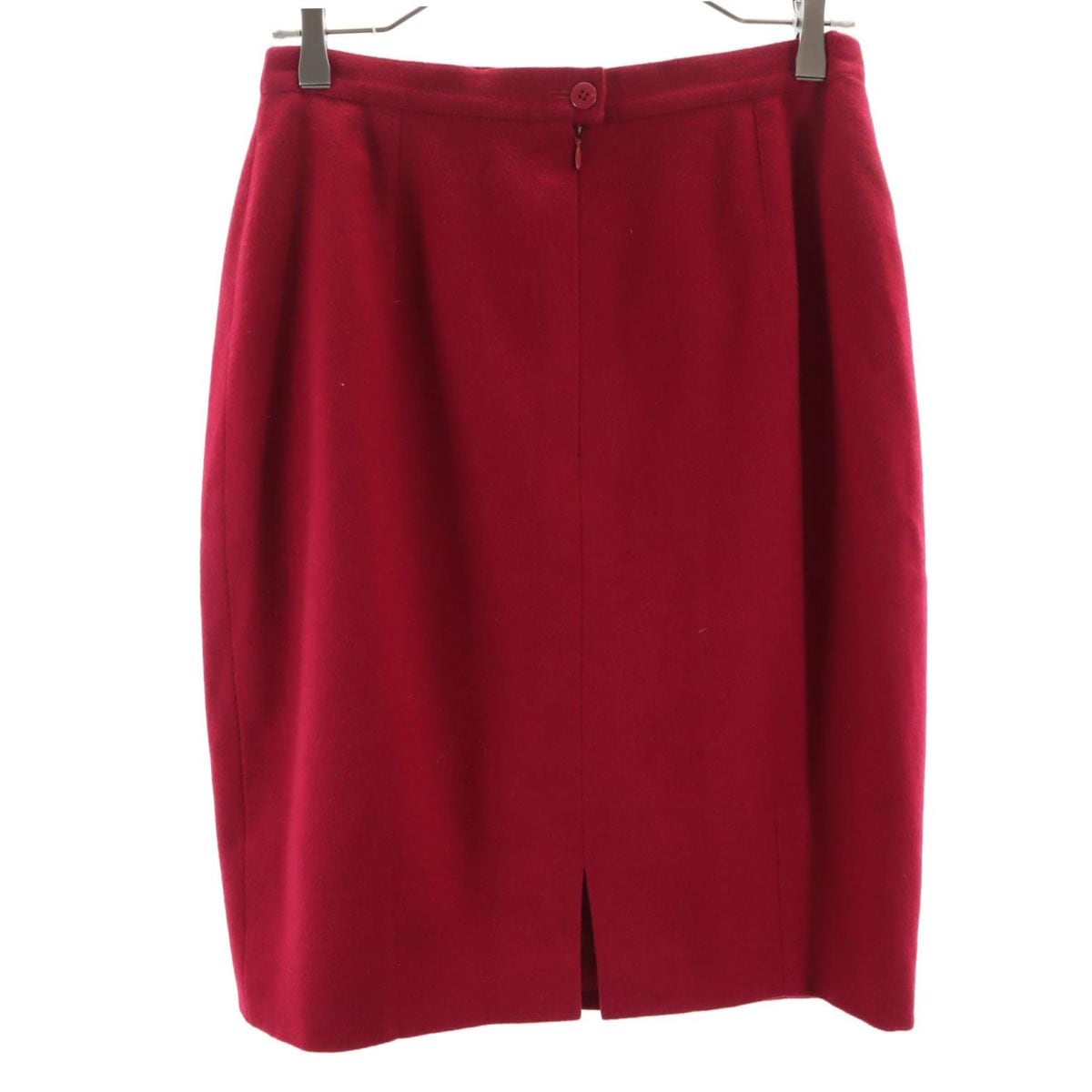 ウールブレンド ミディ丈 台形 スカート 38 赤 レディース