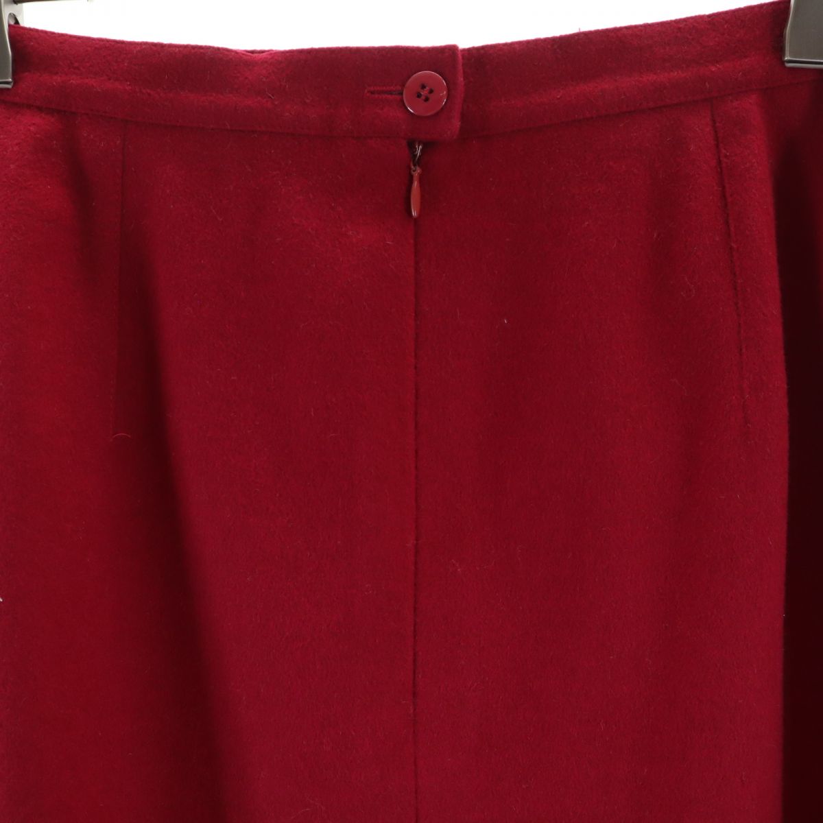 ウールブレンド ミディ丈 台形 スカート 38 赤 レディース