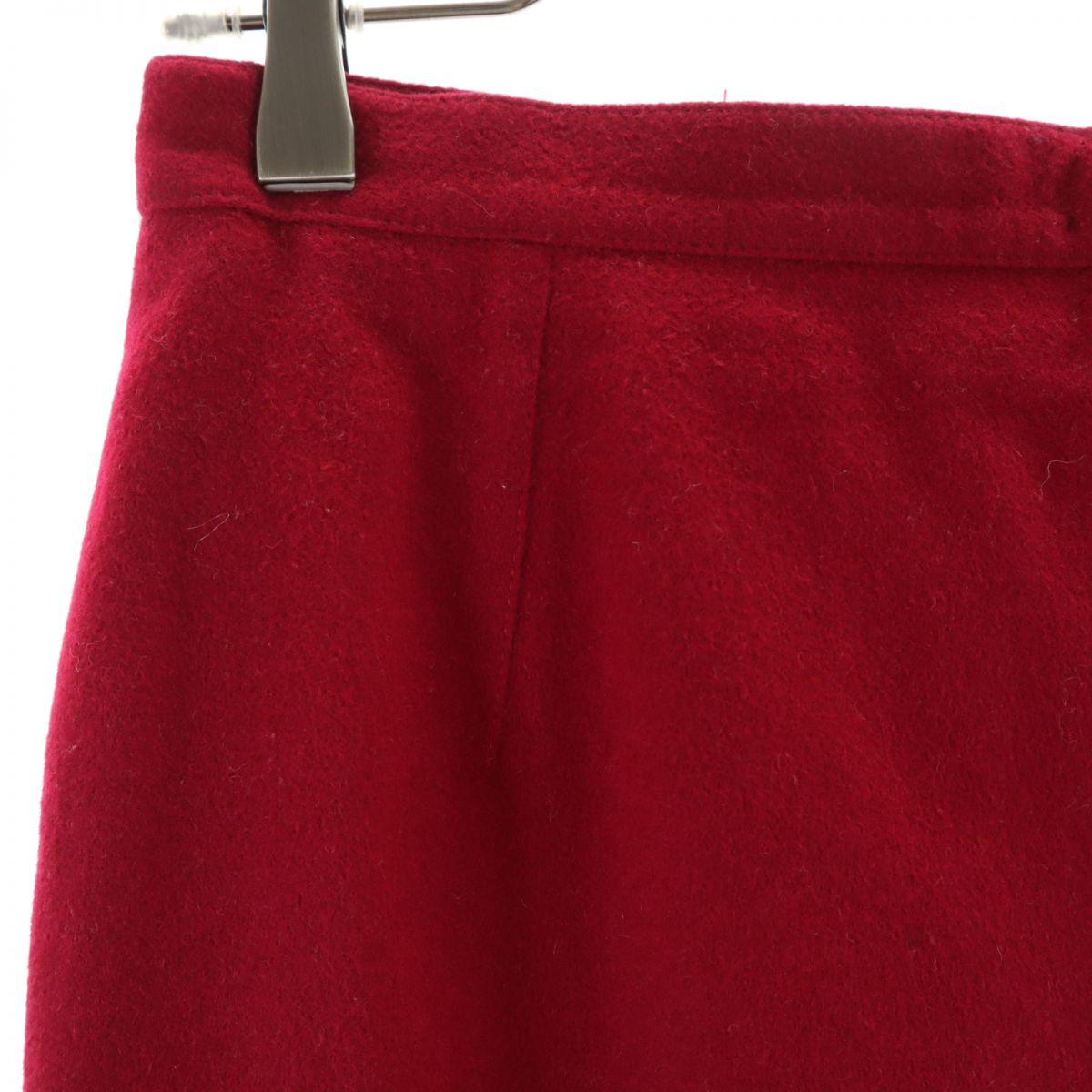 ウールブレンド ミディ丈 台形 スカート 38 赤 レディース