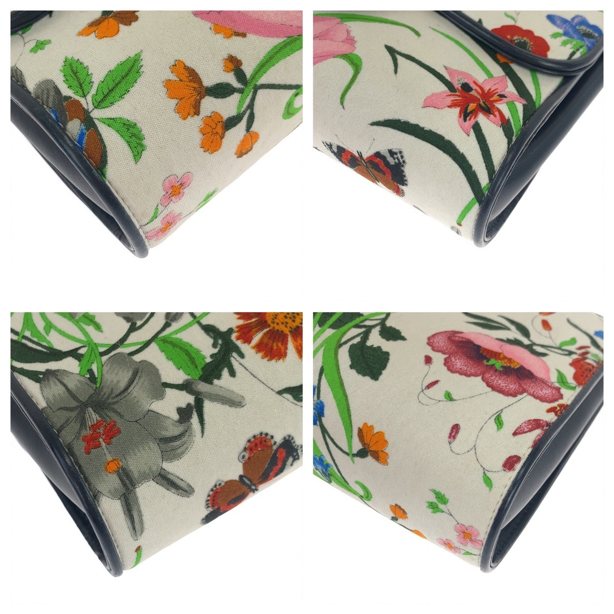 希少 ヴィンテージ オールドグッチ フローラ インターロッキングG ビットチェーン マルチカラー ホワイト 白 ゴールド金具 キャンバス レザー ショルダーバッグ 肩掛け レディース 406509