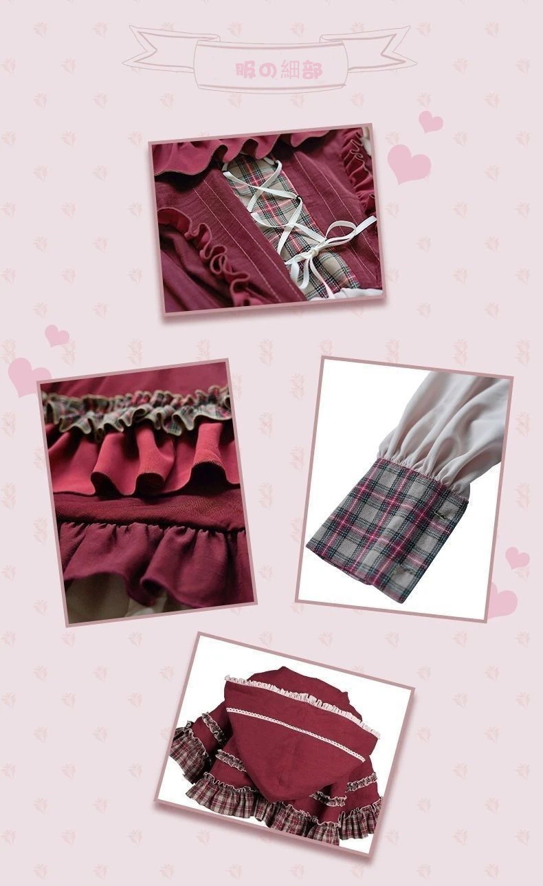 人気 ロリータ 可愛い赤ずきん四季用ワンピースセットビッグコードコスプレ