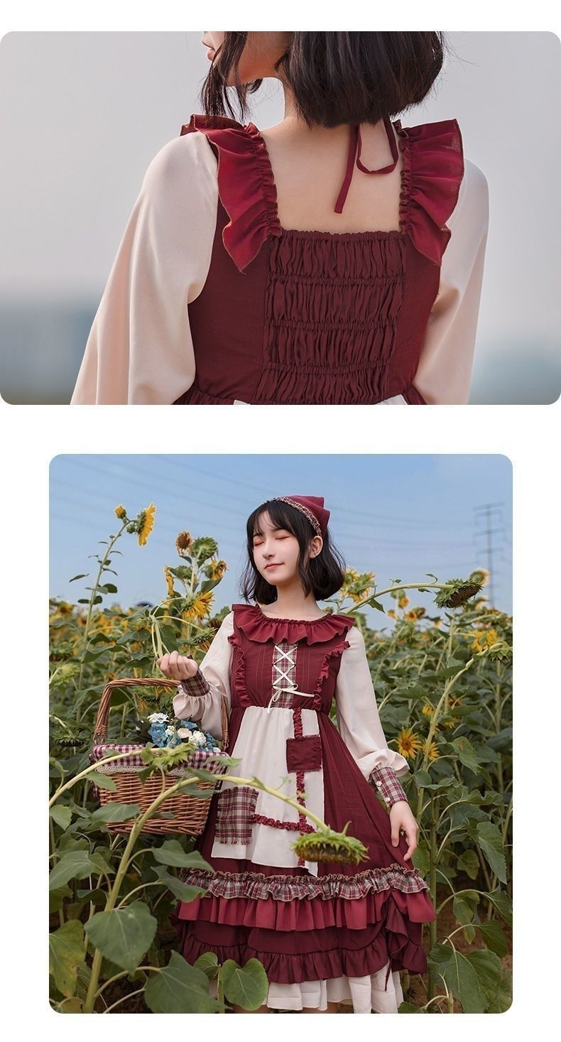 人気 ロリータ 可愛い赤ずきん四季用ワンピースセットビッグコードコスプレ