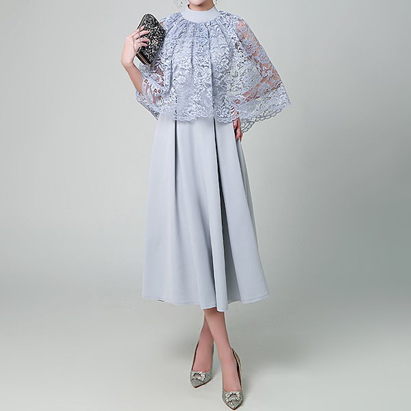 レース切替リボンドレス(ブラック)SR1-308BL-M | OTONA DRESS