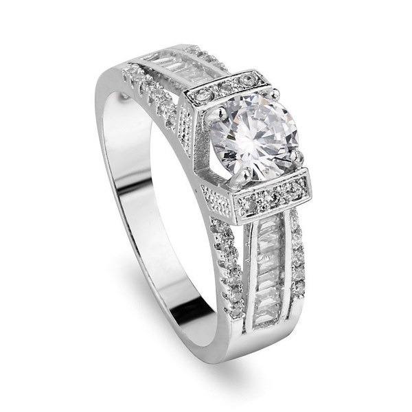 ホット7-10#シックな925スターリングシルバーホワイトトパーズの宝石結婚婚約指輪 ホット7-10#シックな925スターリングシルバーホワイトトパーズの宝石結婚婚約指輪