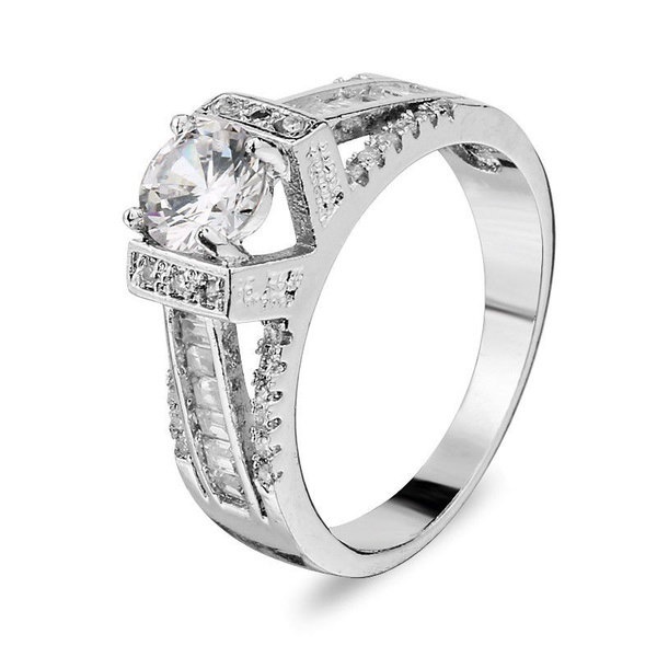ホット7-10#シックな925スターリングシルバーホワイトトパーズの宝石結婚婚約指輪 ホット7-10#シックな925スターリングシルバーホワイトトパーズの宝石結婚婚約指輪