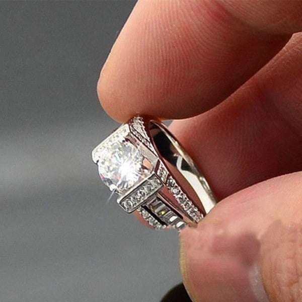 ホット7-10#シックな925スターリングシルバーホワイトトパーズの宝石結婚婚約指輪 ホット7-10#シックな925スターリングシルバーホワイトトパーズの宝石結婚婚約指輪