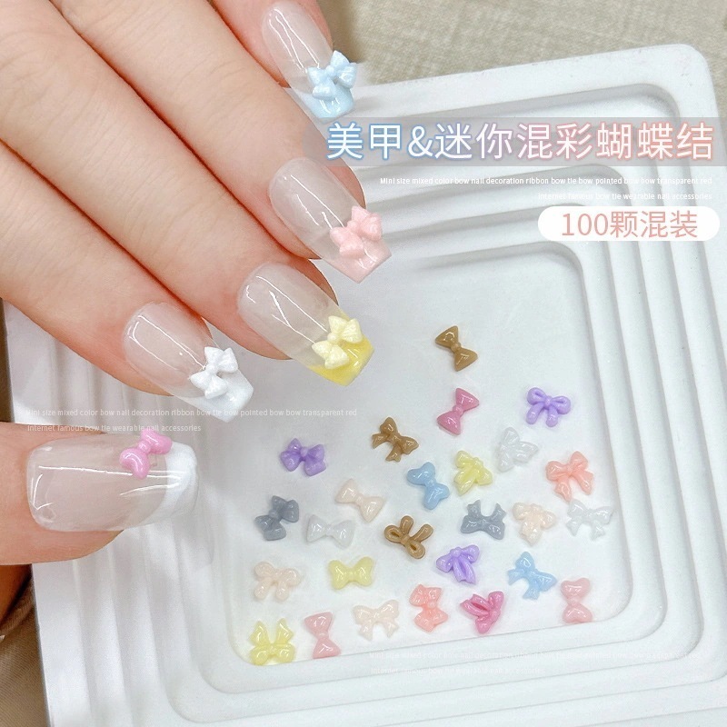 【10点セット】50%FF!!!100 つぶ 粒 そう 装 ミニリボン しんさく 新作 ネイルキャンディー しょく 色 ドーパミン じゅし 樹脂 リボン こんしょく 混色 ネイルアクセサリー ネイルパ