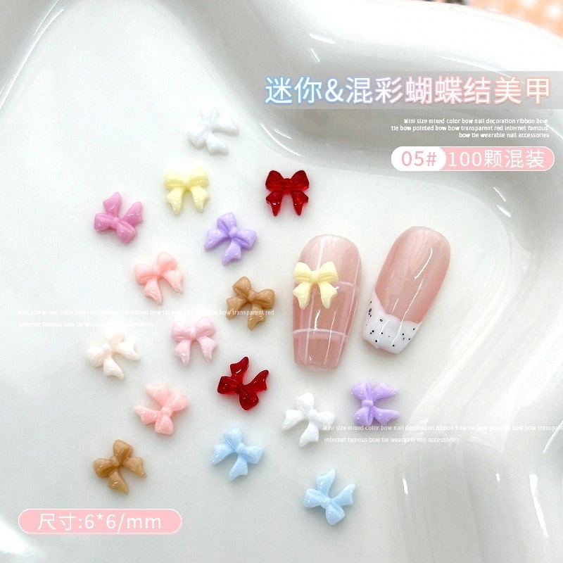 【10点セット】50%FF!!!100 つぶ 粒 そう 装 ミニリボン しんさく 新作 ネイルキャンディー しょく 色 ドーパミン じゅし 樹脂 リボン こんしょく 混色 ネイルアクセサリー ネイルパ