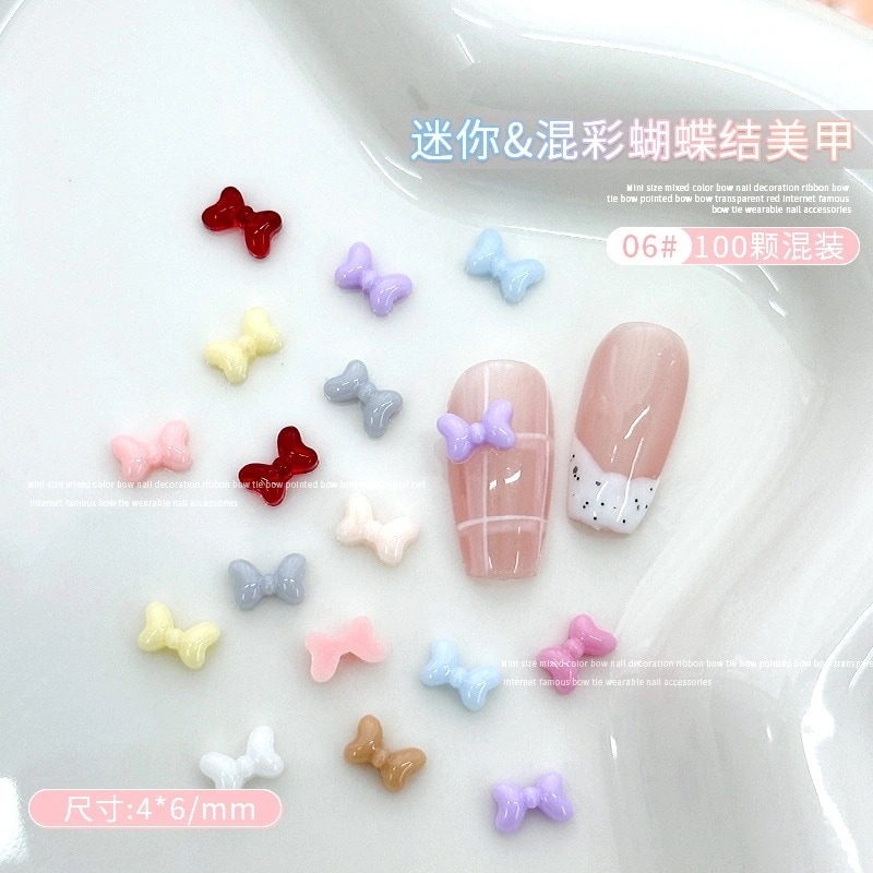 【10点セット】50%FF!!!100 つぶ 粒 そう 装 ミニリボン しんさく 新作 ネイルキャンディー しょく 色 ドーパミン じゅし 樹脂 リボン こんしょく 混色 ネイルアクセサリー ネイルパ