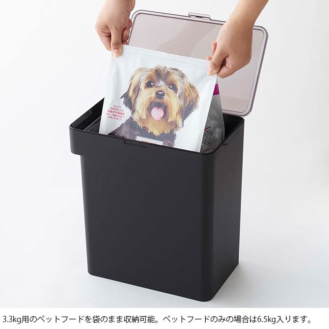 山崎実業(Yamazaki) 密閉 ペットフードストッカー 6.5ｋｇ 計量カップ付 ブラック 約W30.7×D19.7×H31.2 タワー フードストッカー 保存容器 5616