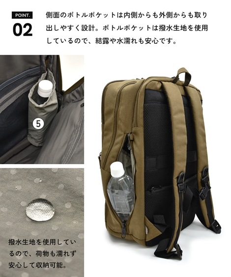 リュック・デイパック fulcro フルクロ Co-work 16ポケットはっ水多機能バックパック A4対応・PC収納