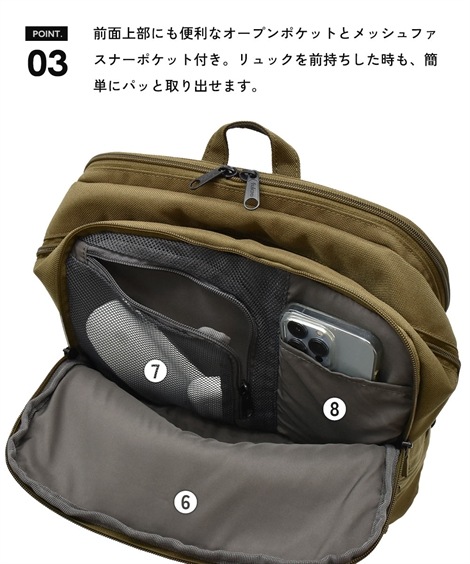 リュック・デイパック fulcro フルクロ Co-work 16ポケットはっ水多機能バックパック A4対応・PC収納