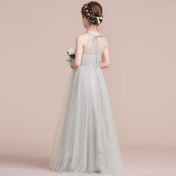 ピアノ発表会 ドレス 中学生 160 ワンピース キッズ 女の子 キッズドレス ハイネック ホルター ネック ノースリーブ 子供服 パーティー ロング丈 子供ドレス 演奏会 フラワーガール ベールガー