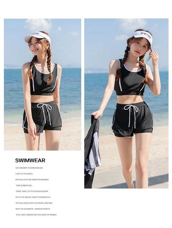 タンキニ水着 スポーツ風 一体型の三点セット 服みたいな レディース セクシー シンプル ワイヤーなし パッド付 写真映え 撮影用 海 夏 サマー プール リゾート かわいい 旅行 温泉 大人 df0