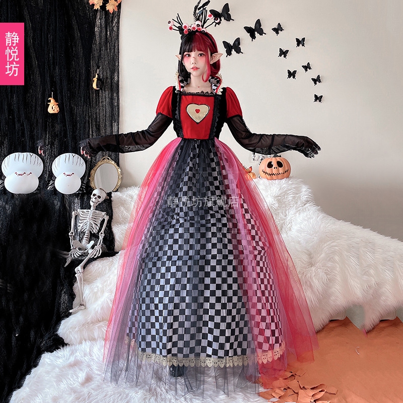 【即納】ハロウィンコスプレアリス童话演出衣装ハート女王cos服魔女ロングスカート 【即納】ハロウィンコスプレアリス童话演出衣装ハート女王cos服魔女ロングスカート