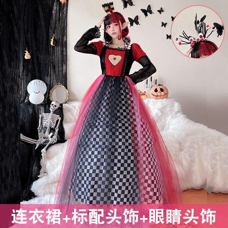 【即納】ハロウィンコスプレアリス童话演出衣装ハート女王cos服魔女ロングスカート 【即納】ハロウィンコスプレアリス童话演出衣装ハート女王cos服魔女ロングスカート