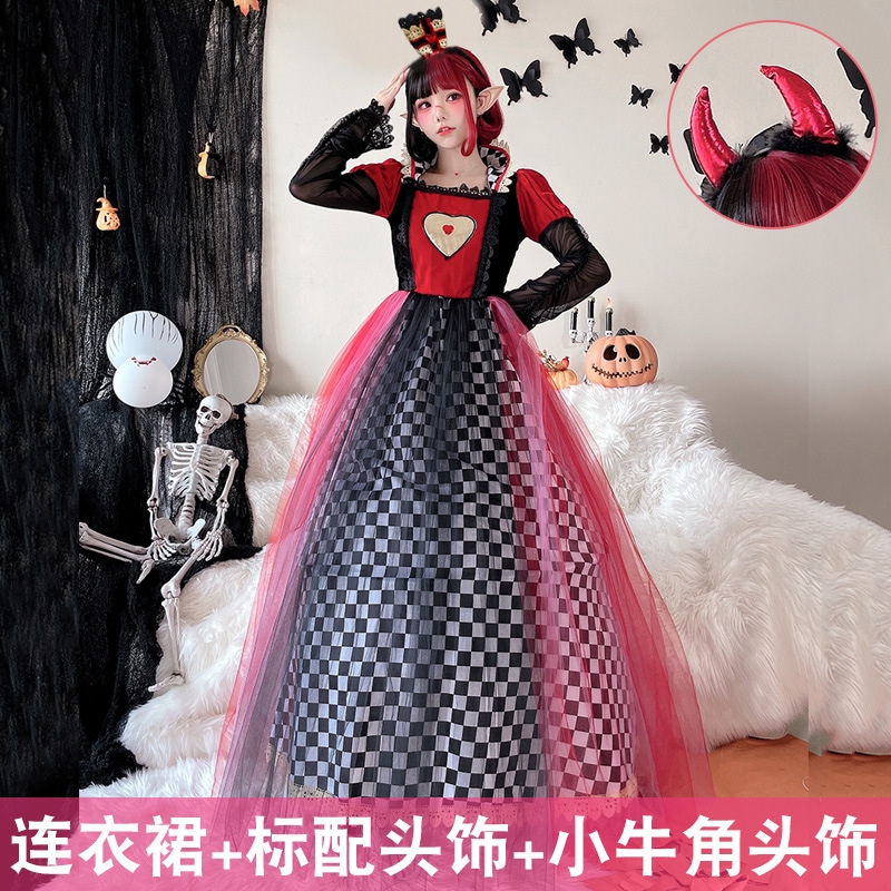 【即納】ハロウィンコスプレアリス童话演出衣装ハート女王cos服魔女ロングスカート 【即納】ハロウィンコスプレアリス童话演出衣装ハート女王cos服魔女ロングスカート