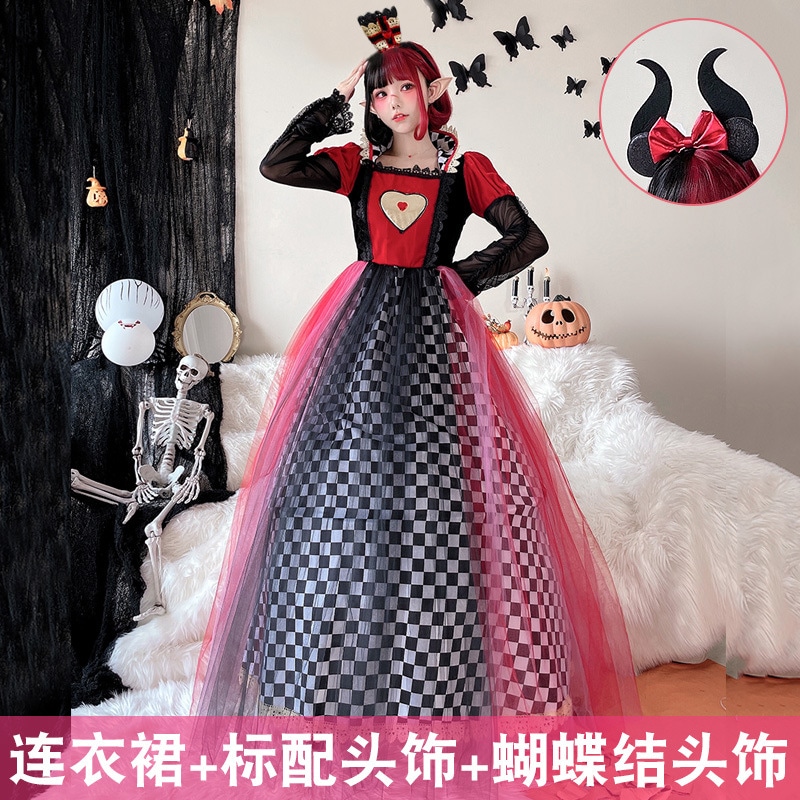 【即納】ハロウィンコスプレアリス童话演出衣装ハート女王cos服魔女ロングスカート 【即納】ハロウィンコスプレアリス童话演出衣装ハート女王cos服魔女ロングスカート