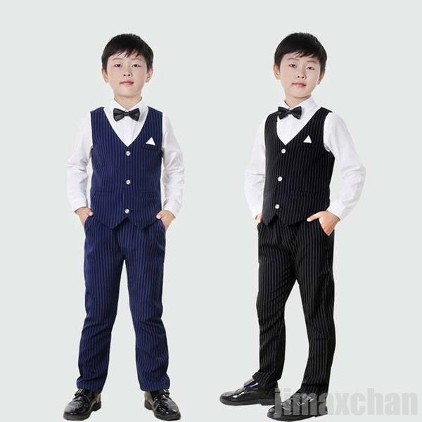 即日発送フォーマルスーツ 男の子 スーツ キッズ 子供服 4点セット 上下セット セットアップ Yシャツ ロングパンツ リボン ベスト 長袖 秋 冬 卒業式 発表会 子供フォーマル