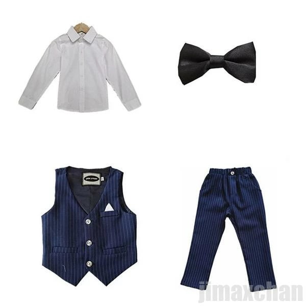 即日発送フォーマルスーツ 男の子 スーツ キッズ 子供服 4点セット 上下セット セットアップ Yシャツ ロングパンツ リボン ベスト 長袖 秋 冬 卒業式 発表会 子供フォーマル