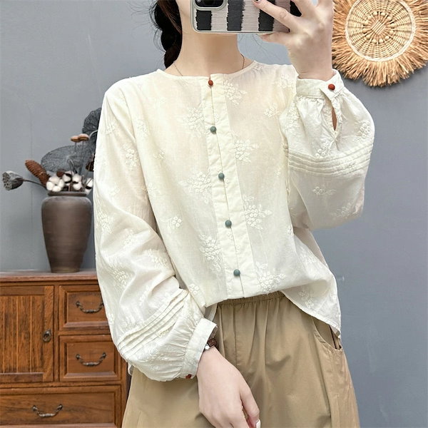 Bonjour diary4Y 刺繍入り長袖ブラウス　ワンピース Bonjour diary4Y 刺繍入り長袖ブラウス ワンピース Bonjour diary4Y