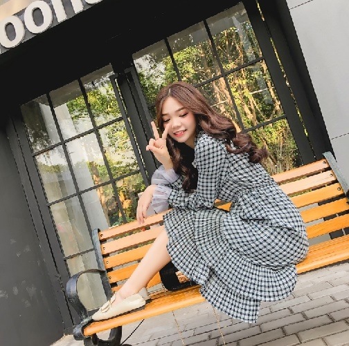 Belchic アシンメトリーフリルチェックワンピース BLACK Mサイズ ギンガムチェックワンピース＋フリルエプロン – Belchic