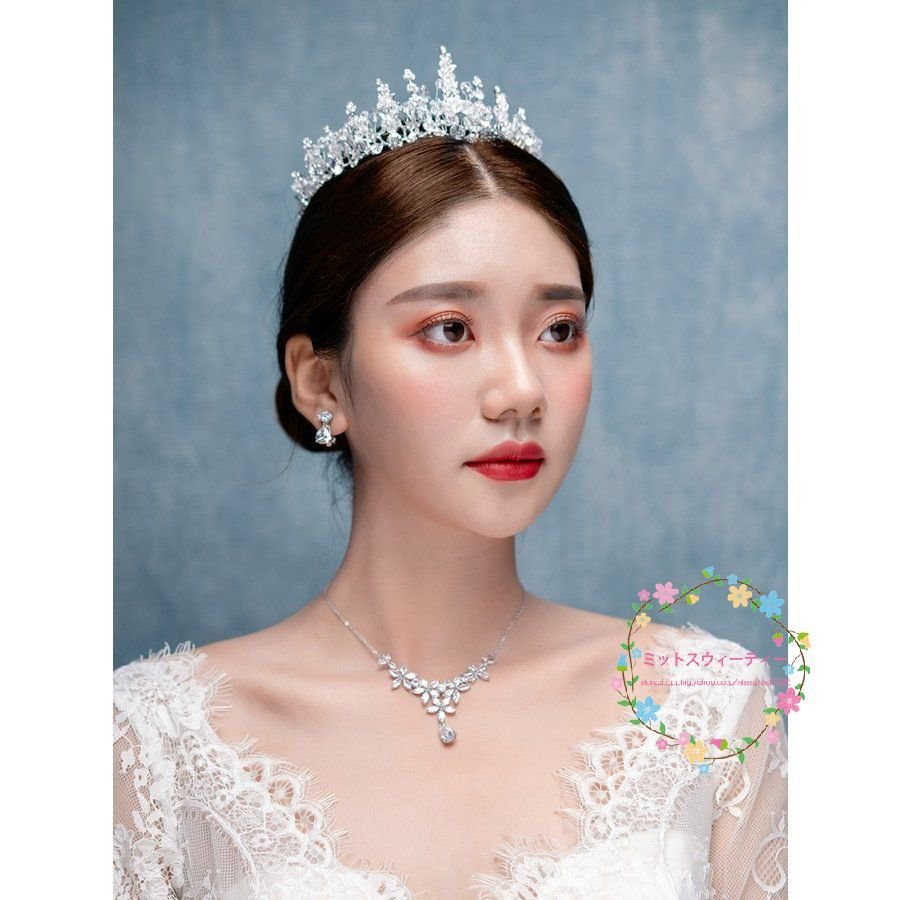 ティアラ クラウン ネックレス イヤリング 結婚式 花嫁 髪飾り 二次会 パーティー 披露宴 ブライ
