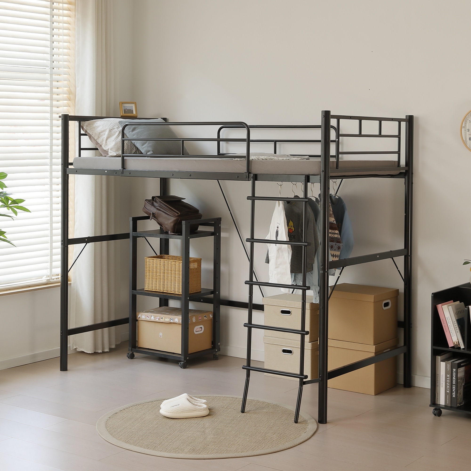 ロフトベッド パイプベッド シングル コンセント付き 宮 ロフト ベッド