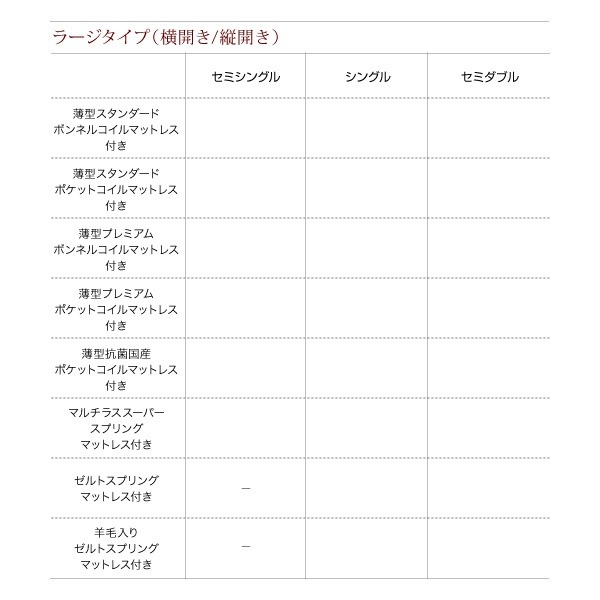 開閉タイプが選べる 跳ね上げ収納ベッド [Grand L]グランド/エル [薄型プレミアムポケットコイルマットレス付き] 横開き セミシングル 深さラージ [フレーム色]ホワイト