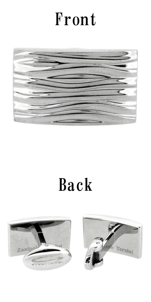 ザニポロタルツィーニ 波模様 サージカルステンレス カフスボタン カフス カフリンクス 銀釦 銀釦