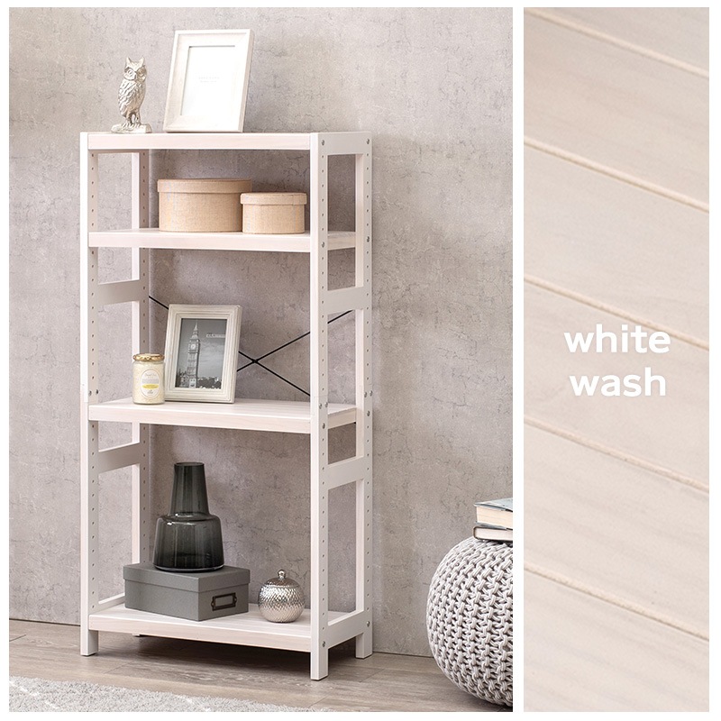 ラック 棚 4段 幅60cm 奥行き30cm 高さ120cm 木製 収納 かわいい シンプル おしゃれ オープンラック キッチンラック ナチュラル ホワイト 白 ブラウン【Natura】ナチュラ