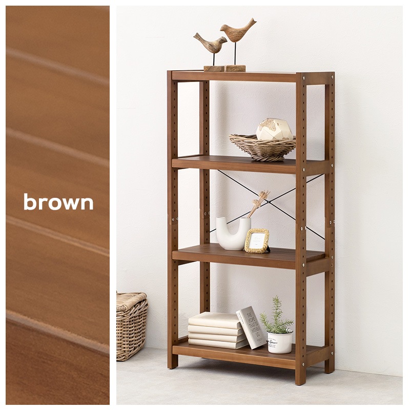 ラック 棚 4段 幅60cm 奥行き30cm 高さ120cm 木製 収納 かわいい シンプル おしゃれ オープンラック キッチンラック ナチュラル ホワイト 白 ブラウン【Natura】ナチュラ