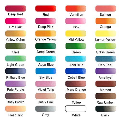 Shuttle Art 水彩絵の具 36色セット 透明水彩 12ml チューブ 大人の塗り絵 水彩画 お絵描き 美術 画材セット 学校用 幼稚園 初心者 専門家 プレゼント