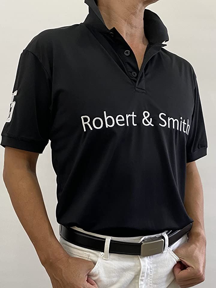 ロバートアンドスミス ポロシャツ 機能素材 ゴルフ ウエア 半袖メンズ 黒( ブラック, L)