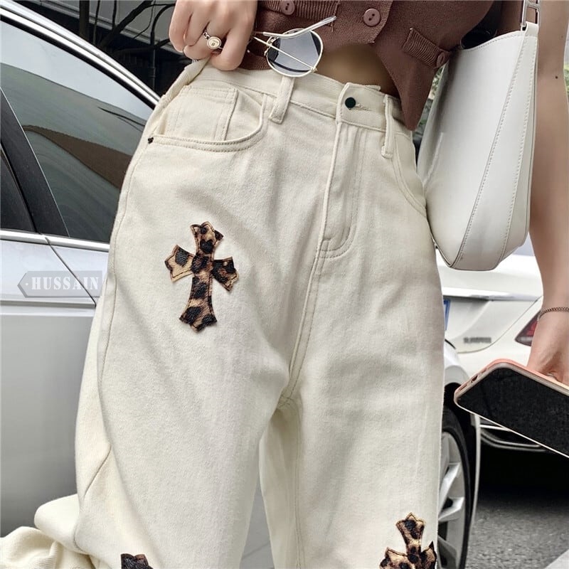 2024春夏ジーンズ パンツ ハイウエスト ストリート ハンサム女子 ゆるダボ 美脚 体型カバー ホワイトコーデ スタイルアップ 色っぽ 女っぽ カジュアル きれいめ 大人っぽ夏