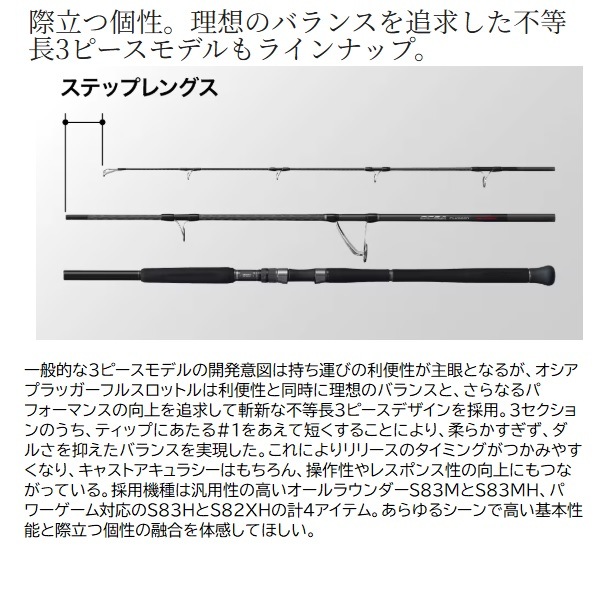 シマノ オフショアロッド 24オシアプラッガー フルスロットル S83M(スピニング 2ピース) シマノ オフショアロッド 24オシアプラッガー フルスロットル S83M(スピニング 2ピース)